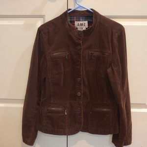 Lightweight brown corduroy fitted jacket in size medium